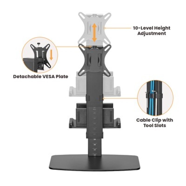 POWERTECH βάση γραφείου οθόνης PT-1449 με βάση mini PC, 17-32", έως 8kg