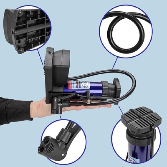 ALCA τρόμπα ποδιού 201300 με μανόμετρο, 160PSI, μπλε ALCA τρόμπα ποδιού 201300 με μανόμετρο, 160PSI, μπλε