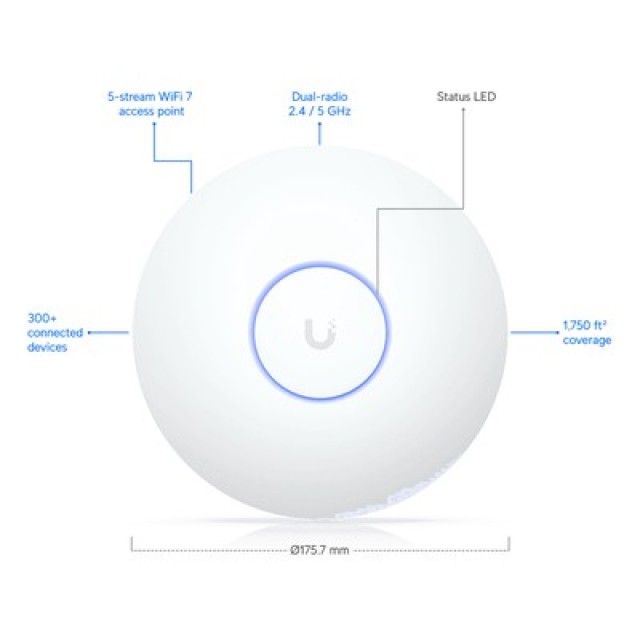 UBIQUITI Access Point UniFi U7 Long-Range, WiFi 7, Dual band, PoE