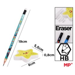 MP σετ ξύλινα μολύβια & γόμα World oceans day PPE356-05, εξάγωνα, HB, 5τμχ