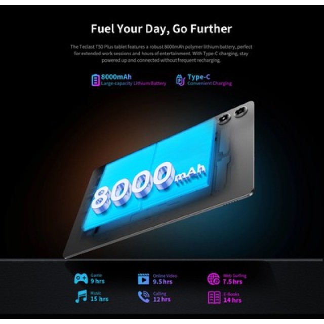 TECLAST tablet T50 Plus 2025, 11", 8/256GB, 4G, Android 15, 8000mAh, γκρι TECLAST tablet T50 Plus 2025, 11", 8/256GB, 4G, Android 15, 8000mAh, γκρι