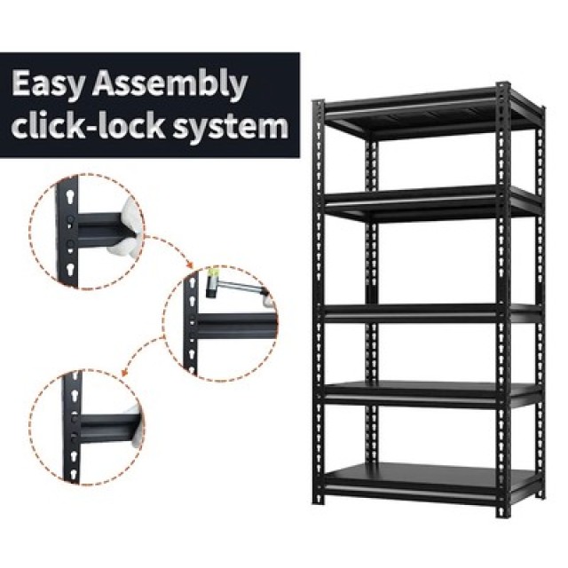 HOME USE μεταλλική ραφιέρα HUH-0248 με 5 ράφια, 90x40x183cm, μαύρη HOME USE μεταλλική ραφιέρα HUH-0248 με 5 ράφια, 90x40x183cm, μαύρη