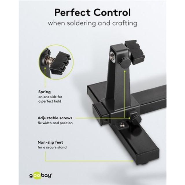 GOOBAY βάση στήριξης πλακέτας 76559 με θέση για κολλητήρι, 360°, μαύρη GOOBAY βάση στήριξης πλακέτας 76559 με θέση για κολλητήρι, 360°, μαύρη