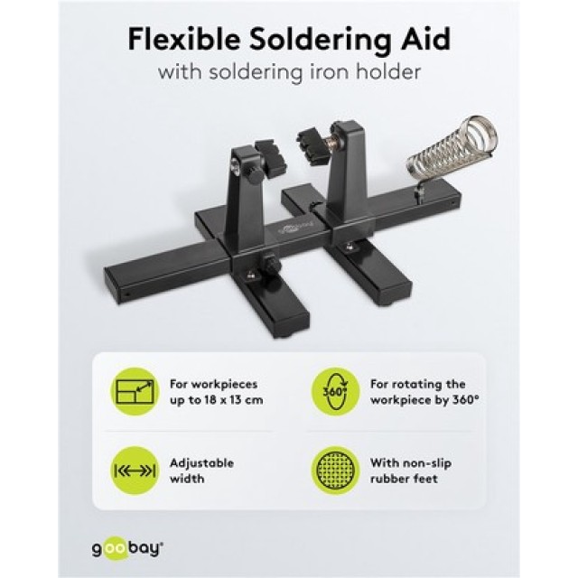 GOOBAY βάση στήριξης πλακέτας 76559 με θέση για κολλητήρι, 360°, μαύρη GOOBAY βάση στήριξης πλακέτας 76559 με θέση για κολλητήρι, 360°, μαύρη