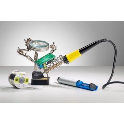 GOOBAY βάση στήριξης πλακέτας 76560 με μεγεθυντικό φακό & θέση για κολλητήρι, 2x βραχίονες, μαύρη