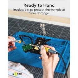 GOOBAY βάση στήριξης πλακέτας 76561 με θέση για κολλητήρι, 2x βραχίονες, μαύρη