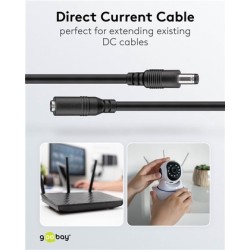 GOOBAY καλώδιο προέκτασης τροφοδοσίας 71399, 5.5x2.1mm, 3m, μαύρο