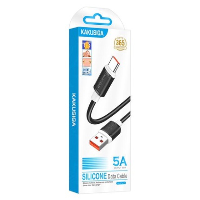 KAKUSIGA καλώδιο USB-C σε USB KSC-998, σιλικόνης, 5A, 480Mbps, 1m, μαύρο