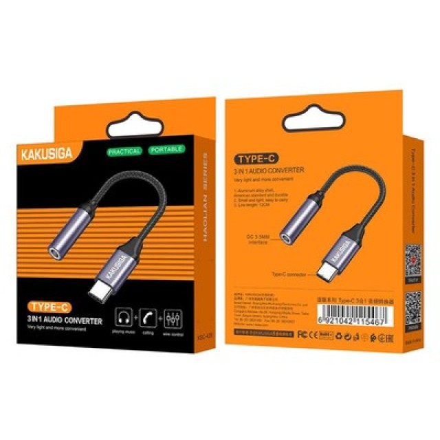 KAKUSIGA αντάπτορας USB-C σε 3.5mm KSC-428, γκρι