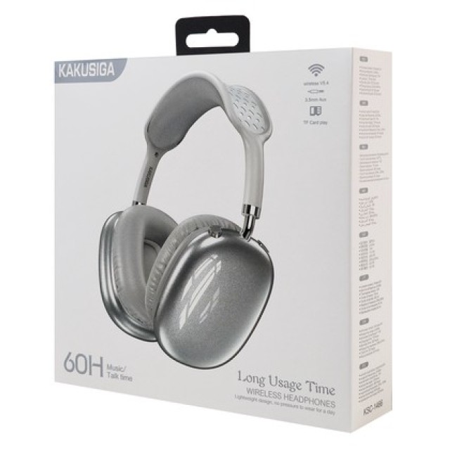 KAKUSIGA headphones KSC-1466, ασύρματα & ενσύρματα, micro SD, 40mm, 400mAh, ασημί KAKUSIGA headphones KSC-1466, ασύρματα & ενσύρματα, micro SD, 40mm, 400mAh, ασημί