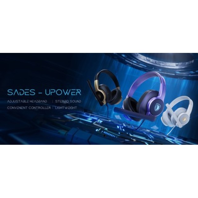 SADES gaming headset UPOWER, 3.5mm σύνδεση, 40mm, μωβ SADES gaming headset UPOWER, 3.5mm σύνδεση, 40mm, μωβ