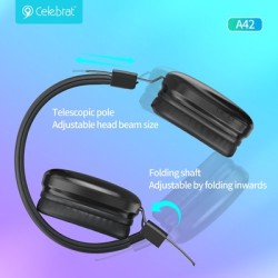 CELEBRAT headphones A42, ασύρματα & ενσύρματα, 40mm, 300mAh, μαύρα CELEBRAT headphones A42, ασύρματα & ενσύρματα, 40mm, 300mAh, μαύρα