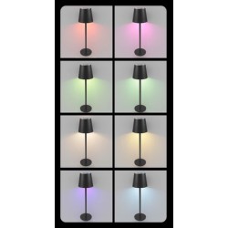 POWERTECH LED επιτραπέζιο φωτιστικό HLL-0195, RGB, ρυθμιζόμενο, επαναφορτιζόμενο, μαύρο