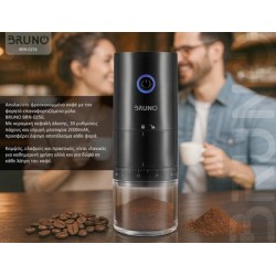 BRUNO BRN-0256 Ηλεκτρικός Μύλος Καφέ επαναφορτιζόμενος με 39 επίπεδα άλεσης, μαύρος BRUNO BRN-0256 Ηλεκτρικός Μύλος Καφέ επαναφορτιζόμενος με 39 επίπεδα άλεσης, μαύρος