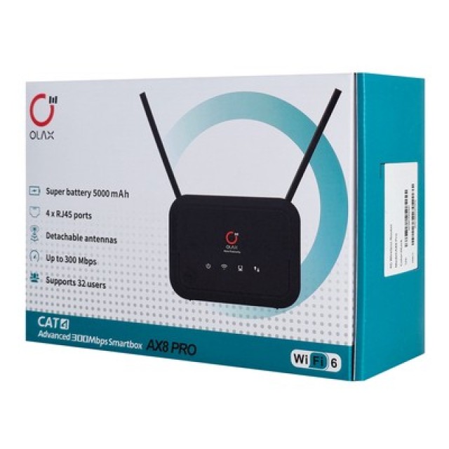 OLAX router AX8 Pro, 4G LTE, WiFi 300Mbps, 5000mAh OLAX router AX8 Pro, 4G LTE, WiFi 300Mbps, 5000mAh