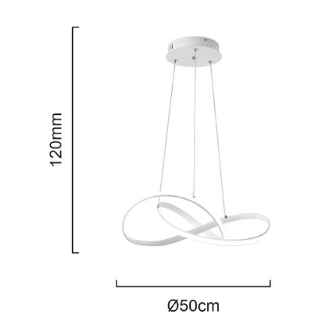 POWERTECH LED φωτιστικό οροφής HLL-0209, 48W, 4000K, Φ50cm x 120cm, λευκό