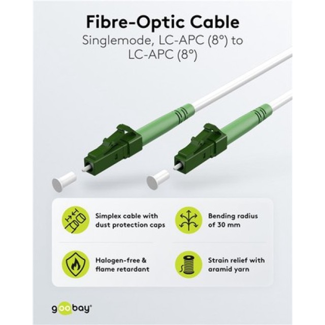 GOOBAY καλώδιο οπτικής ίνας LC-APC 59587, Singlemode OS2, 5m, λευκό