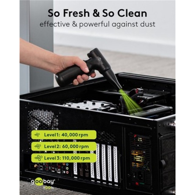 GOOBAY ηλεκτρικό air duster 77830, 100W, 6000mAh, μαύρο