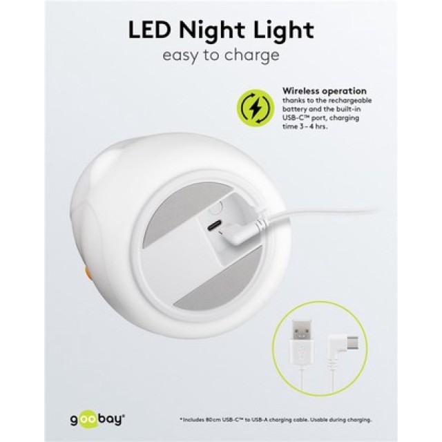GOOBAY LED φωτιστικό νυκτός πιγκουίνος 61648, RGB, επαναφορτιζόμενο, λευκό