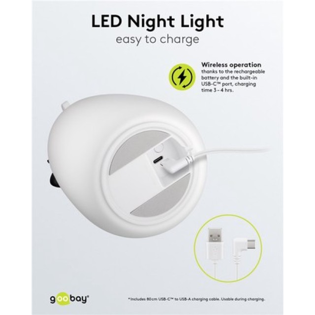 GOOBAY LED φωτιστικό νυκτός πολική αρκούδα 61647, RGB, επαναφορτιζόμενο, λευκό
