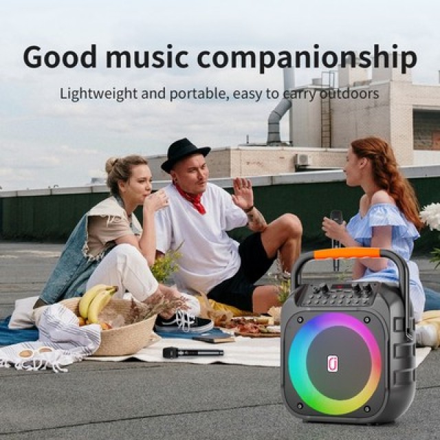 JYX φορητό ηχείο T26-T με 2x μικρόφωνα, 20W, 4000mah, LED, μαύρο