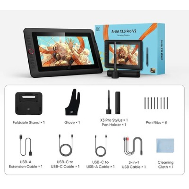 XP-PEN ταμπλέτα σχεδίασης με οθόνη & γραφίδα Artist 13.3 Pro V2, 10.95", μαύρο