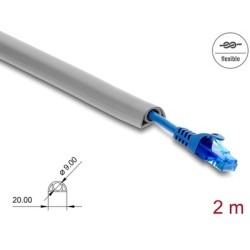 DELOCK κανάλι καλωδίων 20765 με αυτοκόλλητο, εύκαμπτο PVC, 20x10mm, 2m, γκρι