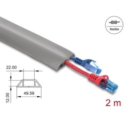 DELOCK κανάλι καλωδίων 20767 με αυτοκόλλητο, εύκαμπτο PVC, 50x14mm, 2m, γκρι