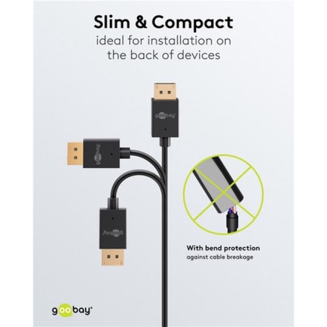 GOOBAY καλώδιο DisplayPort 77443, 8K/120Hz, 40 Gbps, 2m, μαύρο