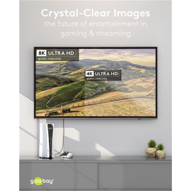 GOOBAY καλώδιο DisplayPort 77442, 8K/120Hz, 40 Gbps, 1m, μαύρο