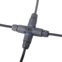 POWERTECH αδιάβροχος σύνδεσμος καλωδίων τροφοδοσίας TOOL-0114, τύπου σταυρός, 3pin, IP68, μαύρος