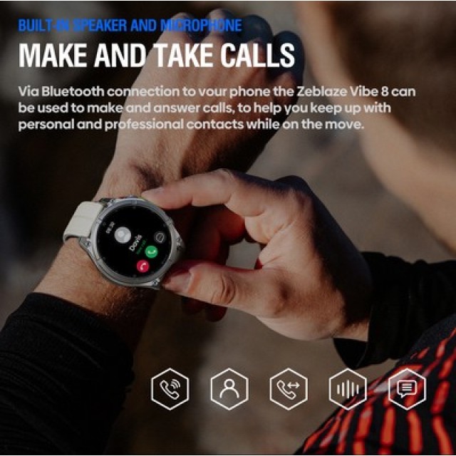 ZEBLAZE smartwatch Vibe 8 με φακό, heart rate, 1.43" AMOLED, 5 ΑΤΜ, MIL-STD-810H, μαύρο