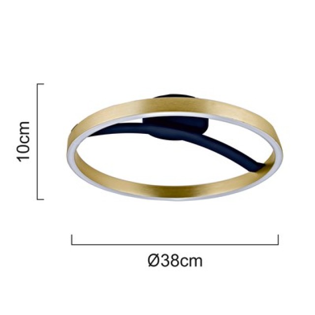 POWERTECH LED φωτιστικό οροφής HLL-0199, 29W, 4000K, Φ38x10cm, χρυσό/μαύρο