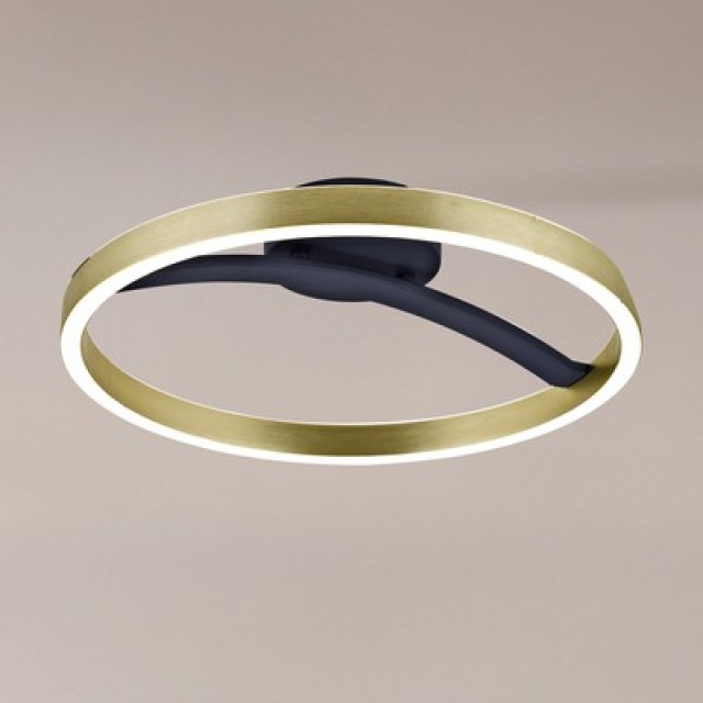 POWERTECH LED φωτιστικό οροφής HLL-0199, 29W, 4000K, Φ38x10cm, χρυσό/μαύρο