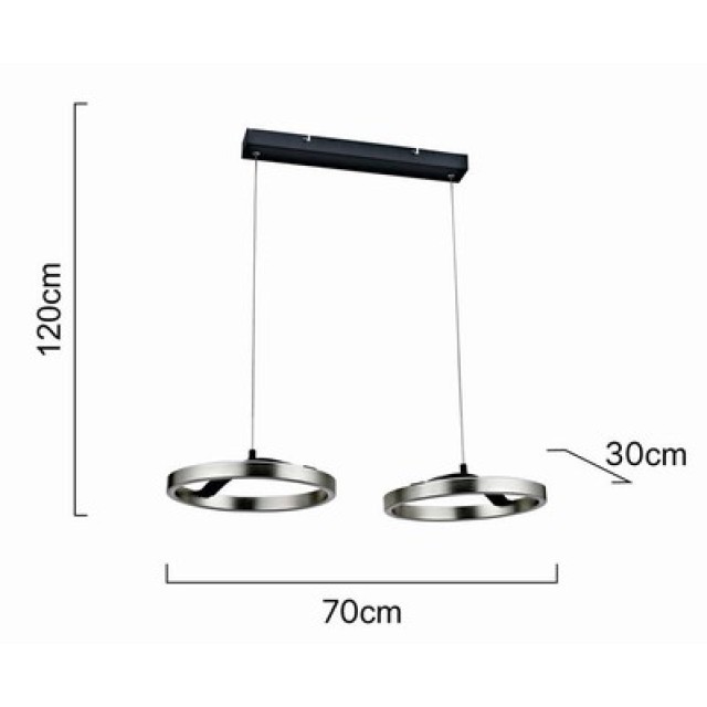 POWERTECH LED φωτιστικό οροφής HLL-0203, 42W, 4000K, 70x30x120cm, ασημί/μαύρο