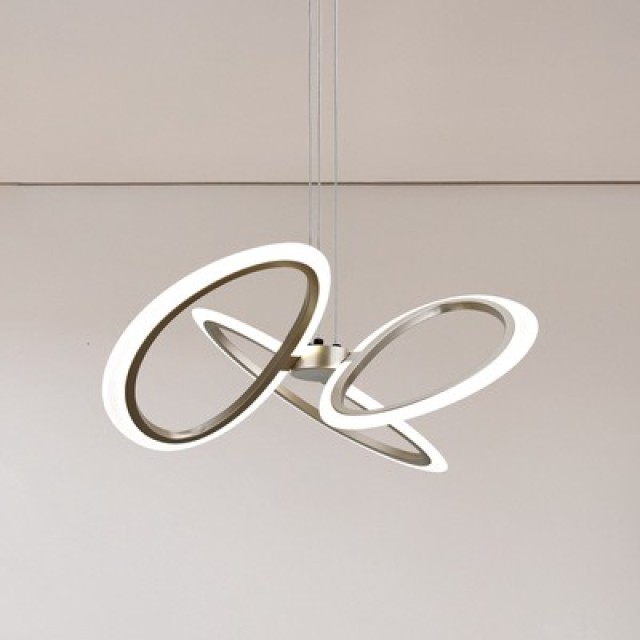 POWERTECH LED φωτιστικό οροφής HLL-0205, 40W, 4000K, Φ53x120cm, οπάλ χρυσό/μαύρο