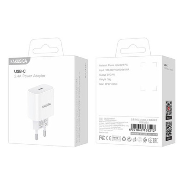 KAKUSIGA φορτιστής τοίχου KSC-1230, USB-C, 2.4A, λευκός
