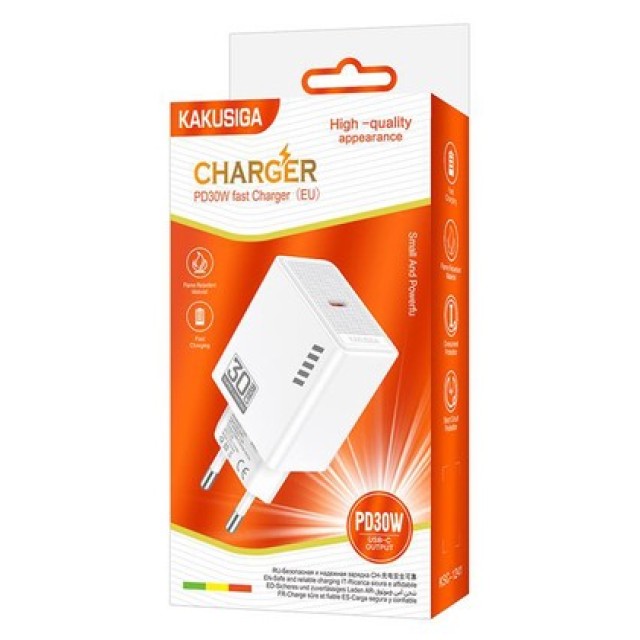 KAKUSIGA φορτιστής τοίχου KSC-1241, USB-C, 30W, λευκός