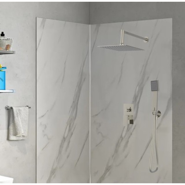 BRUNO σετ κεφαλή ντους με τηλέφωνο BRN-0264, αναμεικτική, εντοιχισμού, ασημί