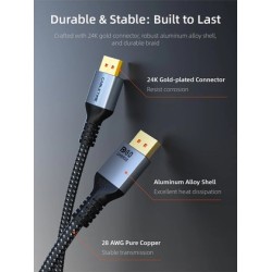 CABLETIME καλώδιο DisplayPort 2.1 CT-DP16K, VESA Certified, 16K/60Hz, 80 Gbps, 2m, μαύρο CABLETIME καλώδιο DisplayPort 2.1 CT-DP16K, VESA Certified, 16K/60Hz, 80 Gbps, 2m, μαύρο