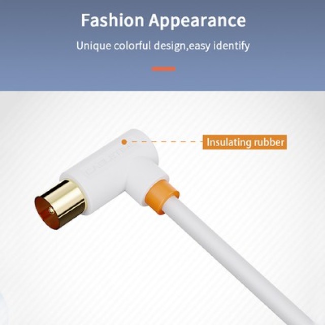 CABLETIME καλώδιο κεραίας CT-AV101-10, γωνιακό, 75 Ohm, 1m, λευκό