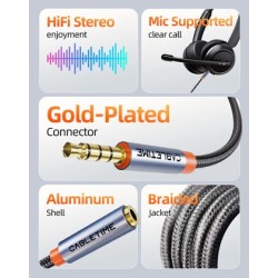 CABLETIME καλώδιο προέκτασης ήχου 3.5mm CT-AE35M, gold plated, 3m, μαύρο