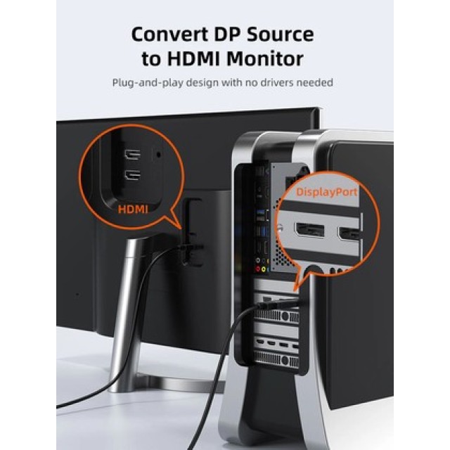 CABLETIME αντάπτορας DisplayPort σε HDMI CT-DMHF4K-AG3, 4K/30Hz, γκρι