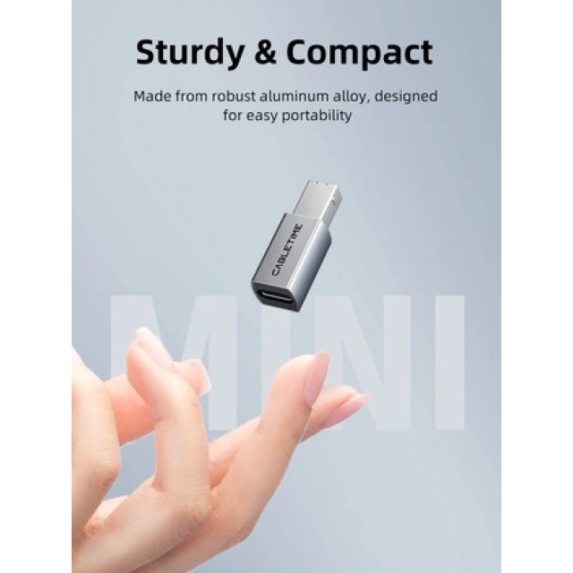 CABLETIME αντάπτορας USB-C σε USB Type B CT-CFBM2-AG, 480Mbps, γκρι