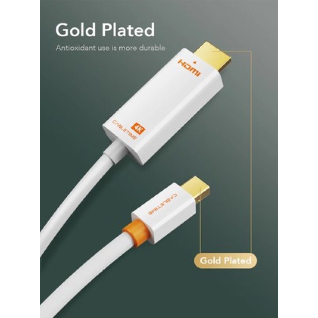 CABLETIME καλώδιο mini DisplayPort σε HDMI CT-AV588-03G4K, 4K/30Hz, 1m, λευκό