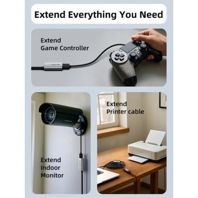 CABLETIME καλώδιο προέκτασης USB CT-AMAFA3, active, 5Gbps, 5m, μαύρο