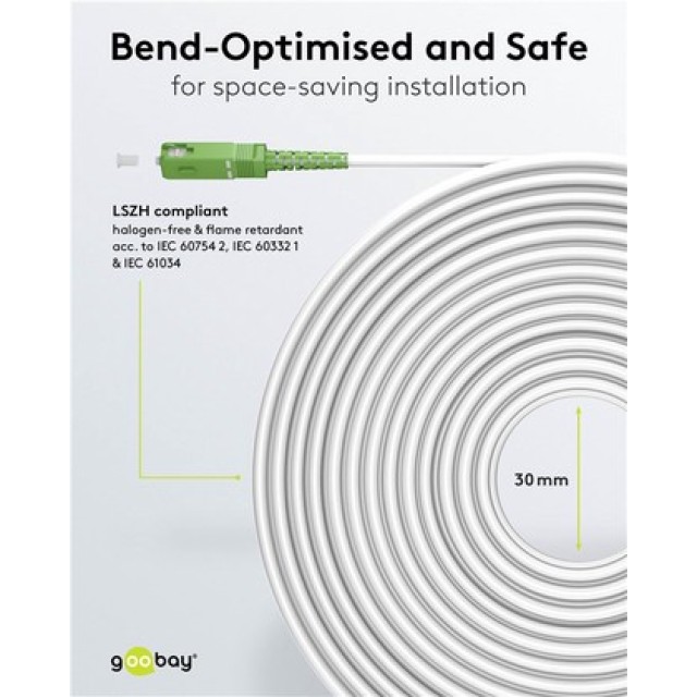 GOOBAY καλώδιο οπτικής ίνας SC-APC 59604, Singlemode OS2, 20m, λευκό
