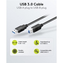 GOOBAY καλώδιο USB 3.0 σε USB Type B 95722, 0.5m, 5Gbps, μαύρο