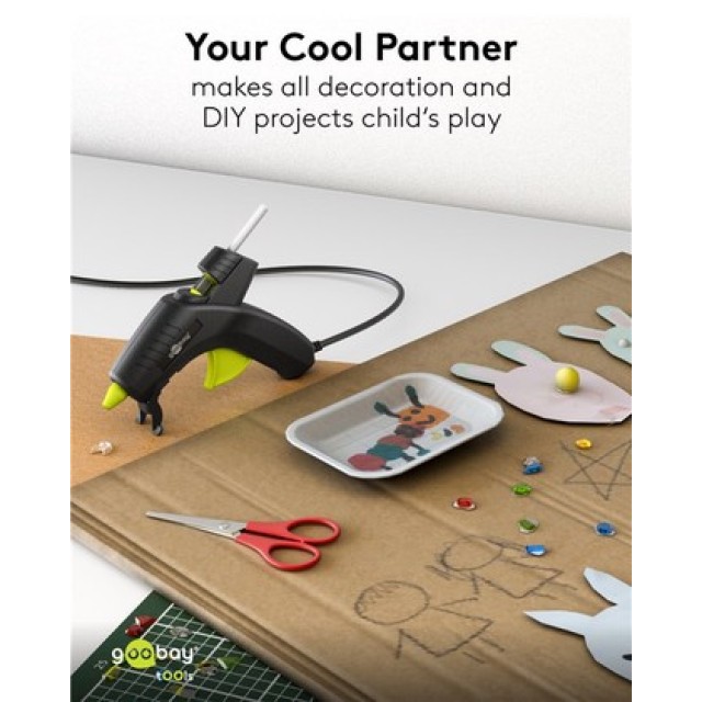 GOOBAY πιστόλι θερμοκόλλησης σιλικόνης 77824 με 2x ράβδους σιλικόνης 11mm, 80W, μαύρο