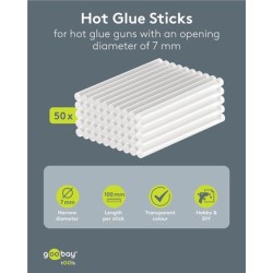 GOOBAY ράβδοι σιλικόνης 77851, Φ7mm x 100mm, διάφανο, 50τμχ